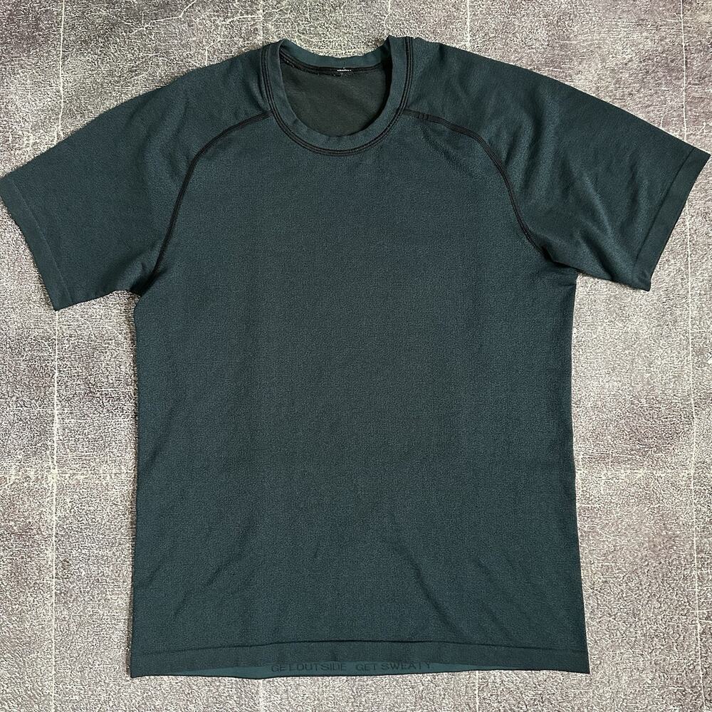 Men's Lululemon Heather Teal Blue Metal Vent Tech Basic Workout T Shirt Tee Sz M